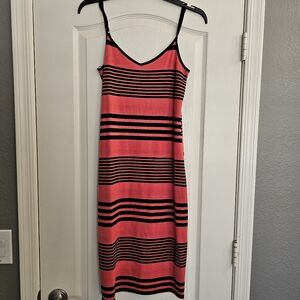 Orange and blacked striped dress